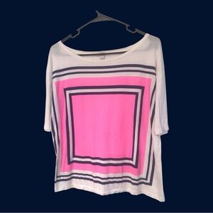 J. Crew Pink, Navy and White Color-block‎ Women's Short Sleeve Top